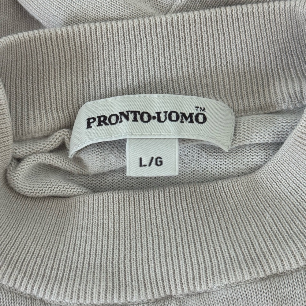NEW VINTAGE PRONTO UOMO Silk Cotton Beige Knit Mock Neck Sweater Size L NEW $698 - Picture 4 of 5